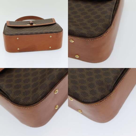 CELINE Macadam Canvas Hand Bag Pvc Leather Brown Gold - Picture 10 of 13